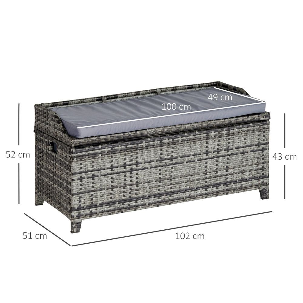 Outdoor PE Rattan Bench with Storage - Cushioned Patio Furniture - SGP Garden Ltd