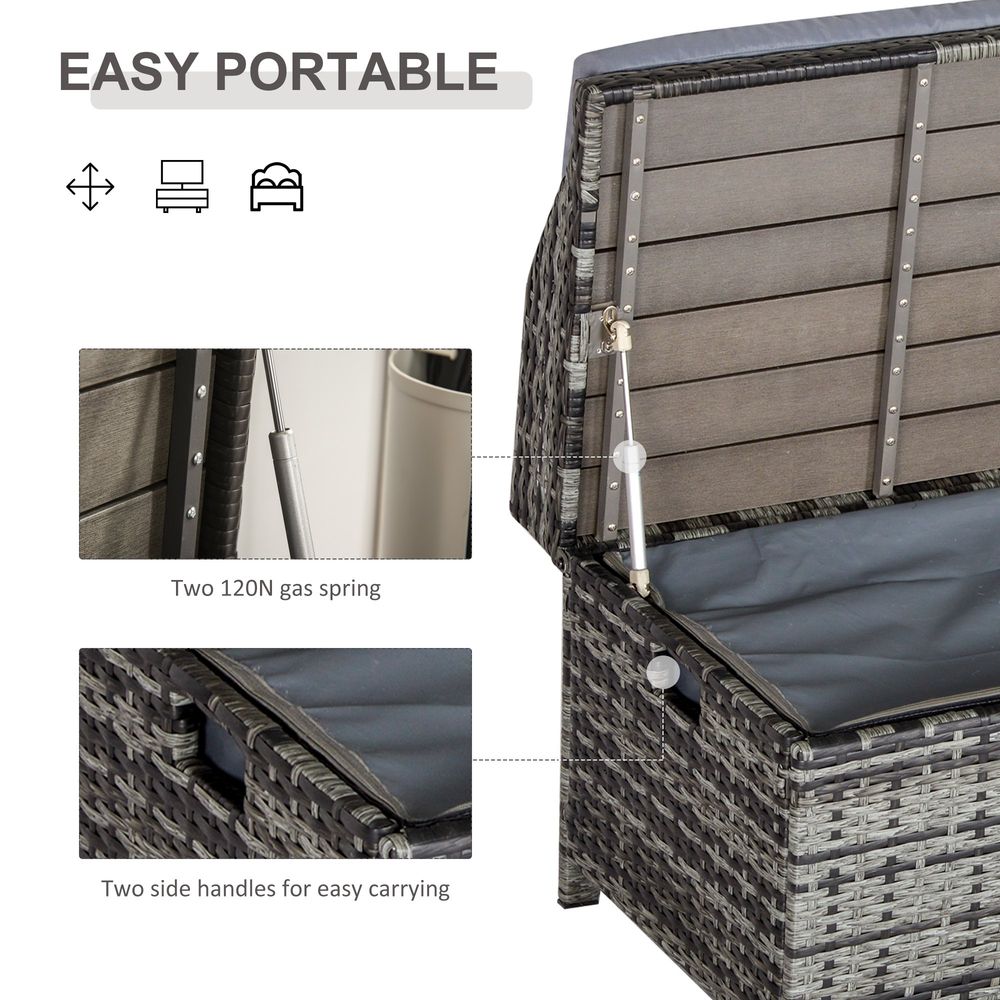 Outdoor PE Rattan Bench with Storage - Cushioned Patio Furniture - SGP Garden Ltd