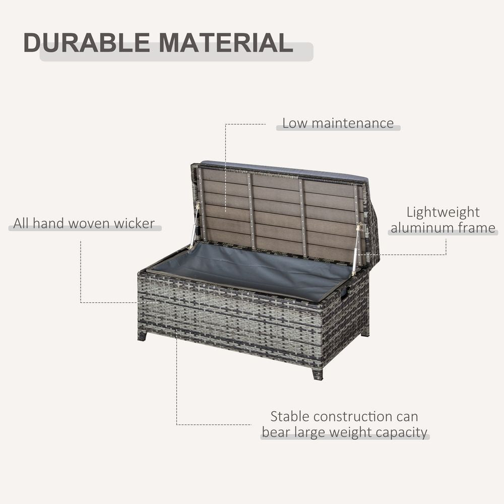 Outdoor PE Rattan Bench with Storage - Cushioned Patio Furniture - SGP Garden Ltd