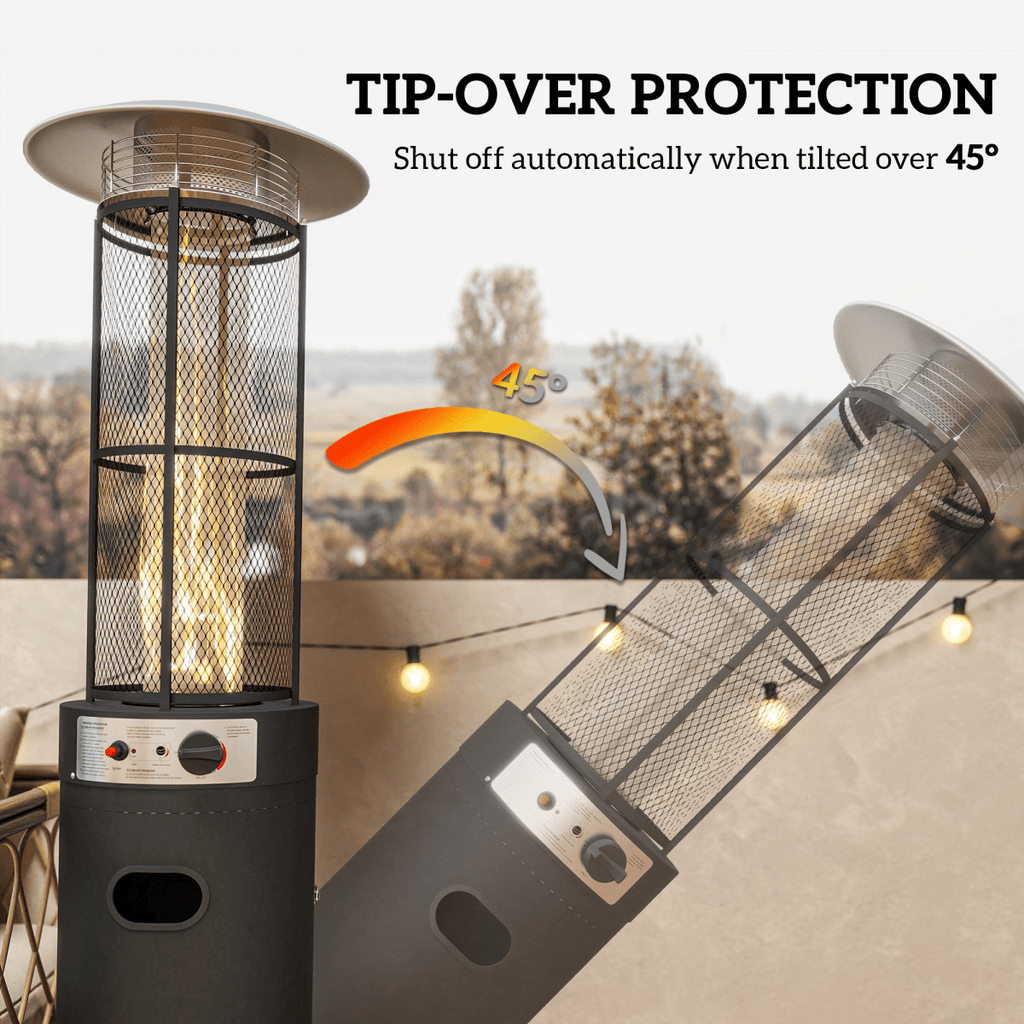 Outsunny 11 KW Gas Patio Heater, Propane Heater with Tip-Over Switch, Black - SGP Garden Ltd