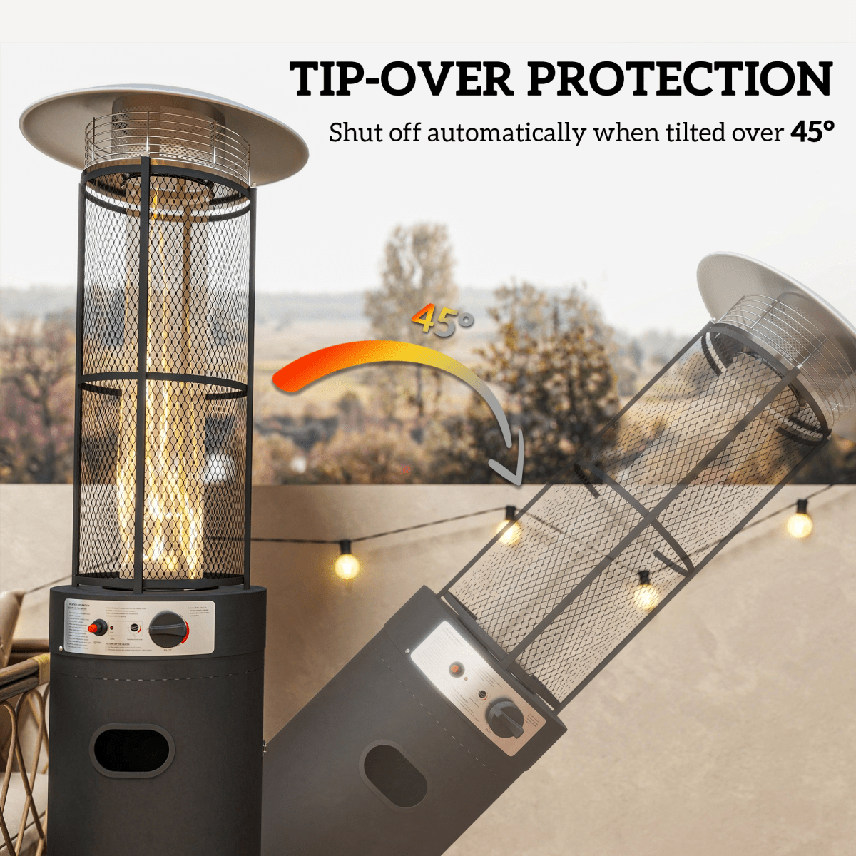 Outsunny 11 KW Gas Patio Heater, Propane Heater with Tip-Over Switch, Black - SGP Garden Ltd