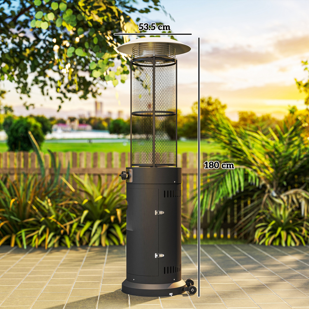 Outsunny 11 KW Gas Patio Heater, Propane Heater with Tip-Over Switch, Black - SGP Garden Ltd