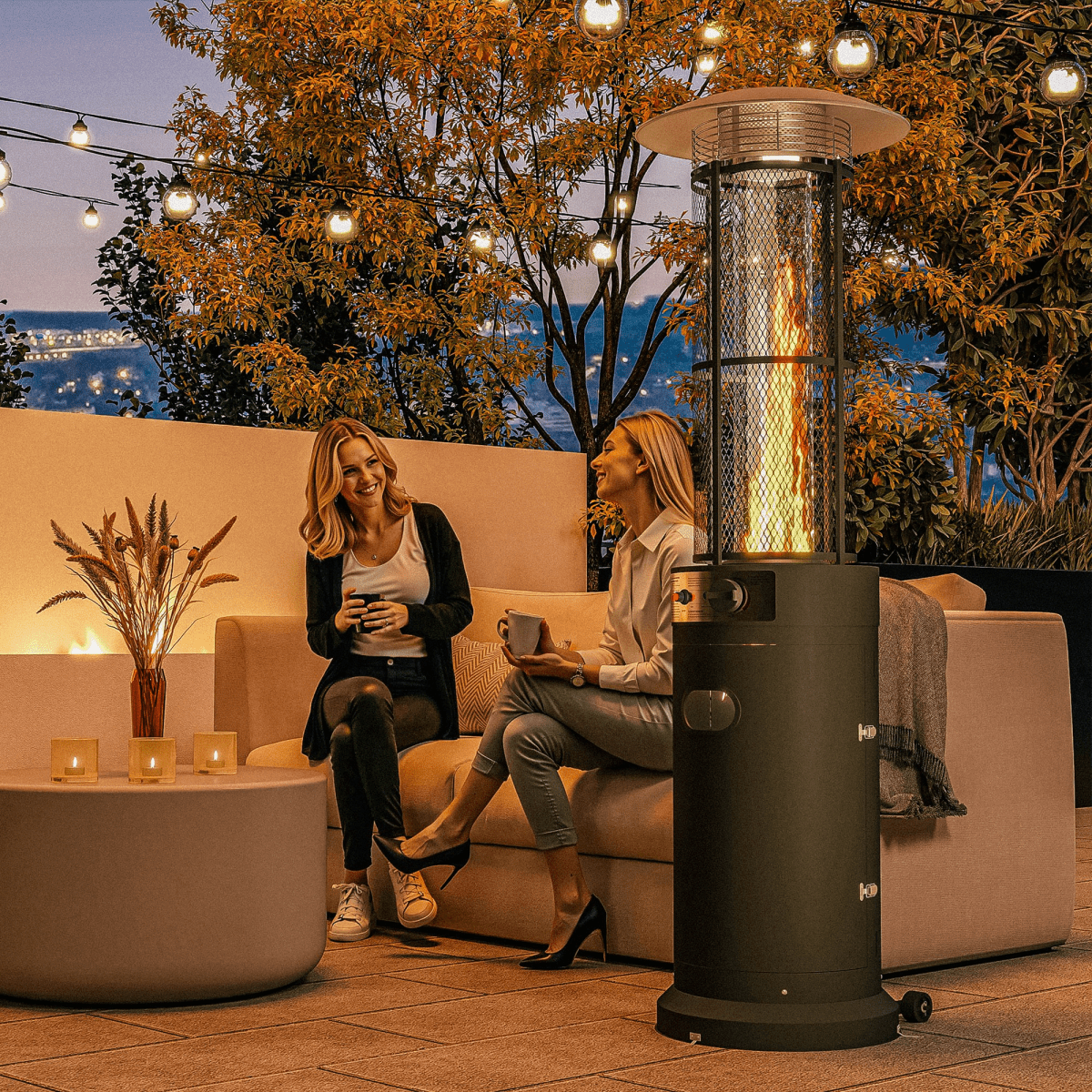 Outsunny 11 KW Gas Patio Heater, Propane Heater with Tip-Over Switch, Black - SGP Garden Ltd