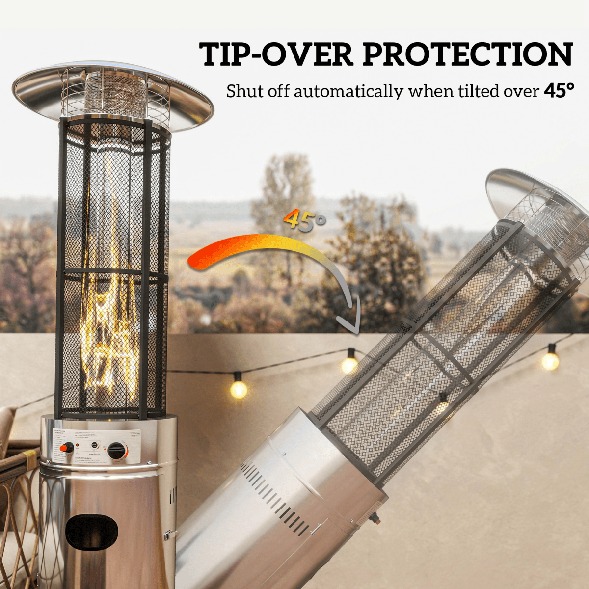 Outsunny 11 KW Gas Patio Heater, Propane Heater with Tip-Over Switch, Silver - SGP Garden Ltd