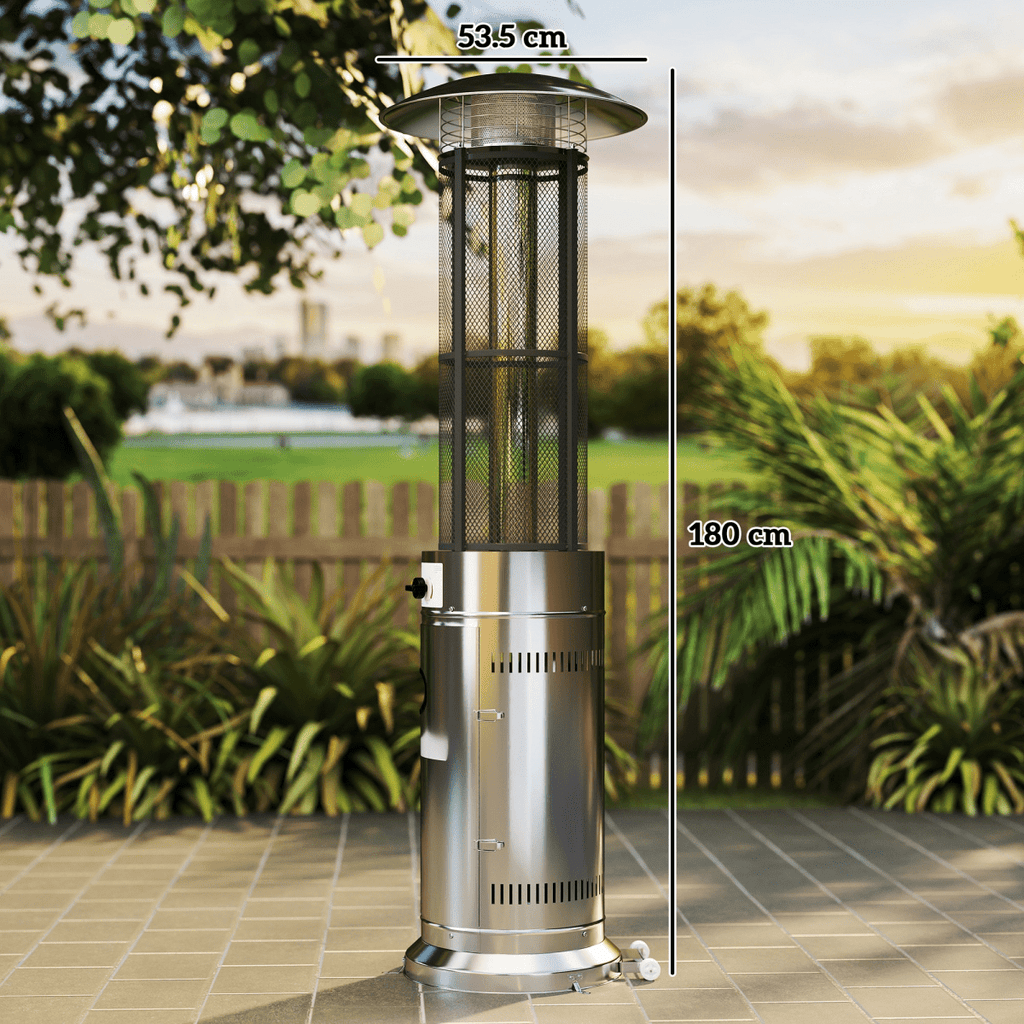 Outsunny 11 KW Gas Patio Heater, Propane Heater with Tip-Over Switch, Silver - SGP Garden Ltd