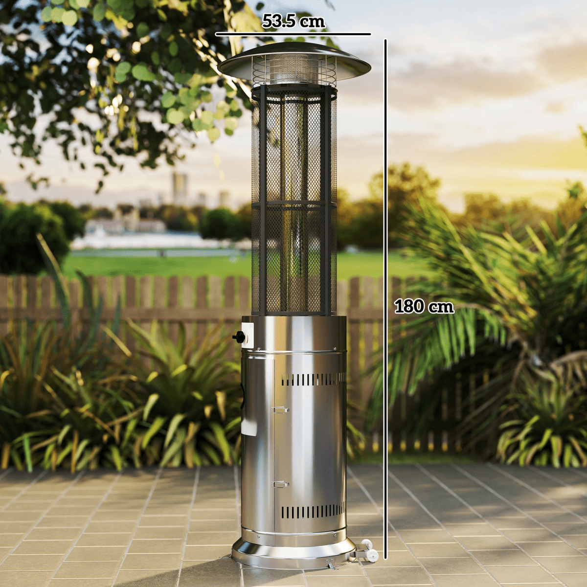 Outsunny 11 KW Gas Patio Heater, Propane Heater with Tip-Over Switch, Silver - SGP Garden Ltd