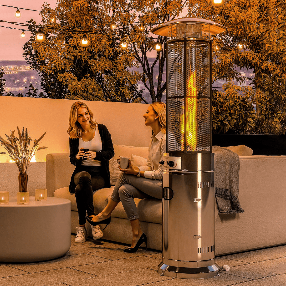 Outsunny 11 KW Gas Patio Heater, Propane Heater with Tip-Over Switch, Silver - SGP Garden Ltd