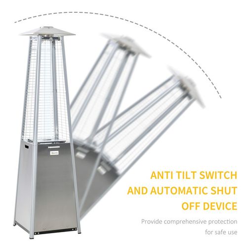 Outsunny 11.2KW Patio Gas Heater Pyramid Heater w/ Regulator Hose Cover, Silver - SGP Garden Ltd