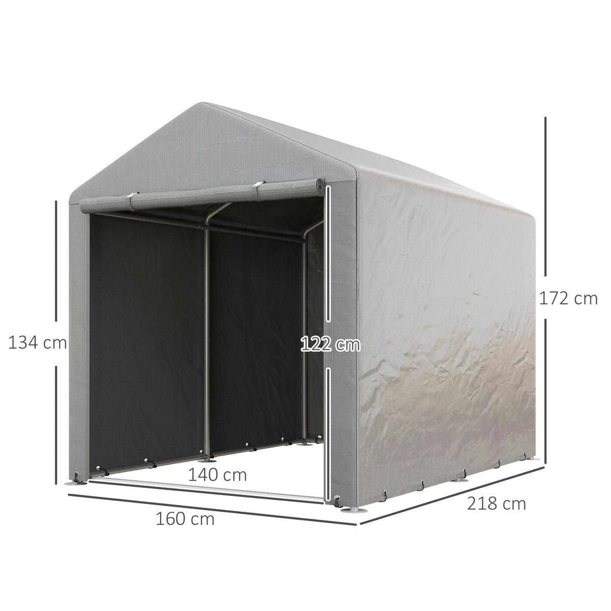 Outsunny 1.6 x 2.2m Garden Storage Shed Tent, with Accessories - Light Grey - SGP Garden Ltd
