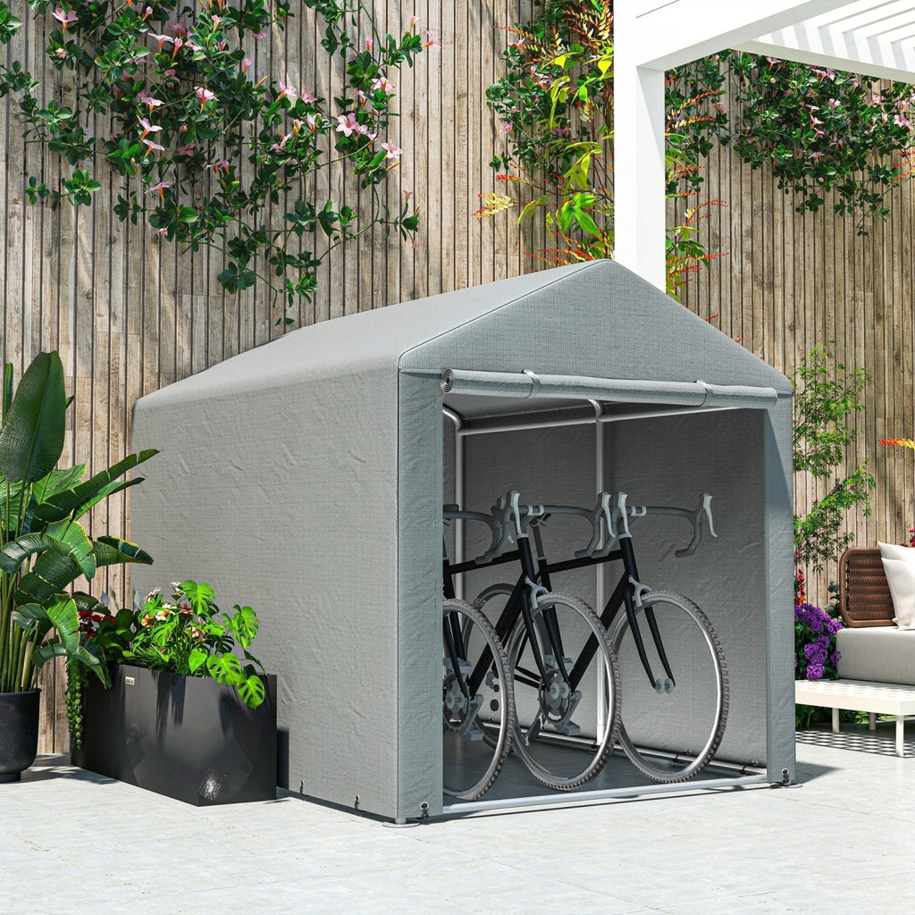 Outsunny 1.6 x 2.2m Garden Storage Shed Tent, with Accessories - Light Grey - SGP Garden Ltd