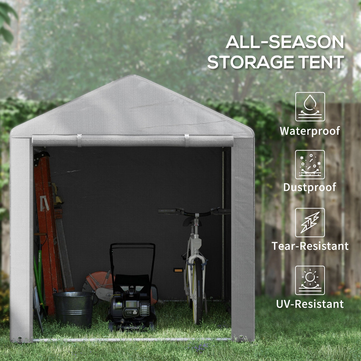 Outsunny 1.6 x 2.2m Garden Storage Shed Tent, with Accessories - Light Grey - SGP Garden Ltd