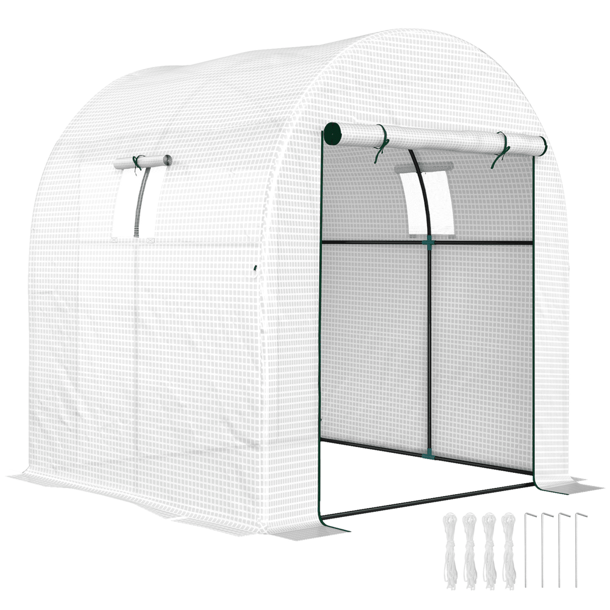 Outsunny 1.8 x 1.8 x 2m Polytunnel Greenhouse with Doors and Mesh Windows - SGP Garden Ltd