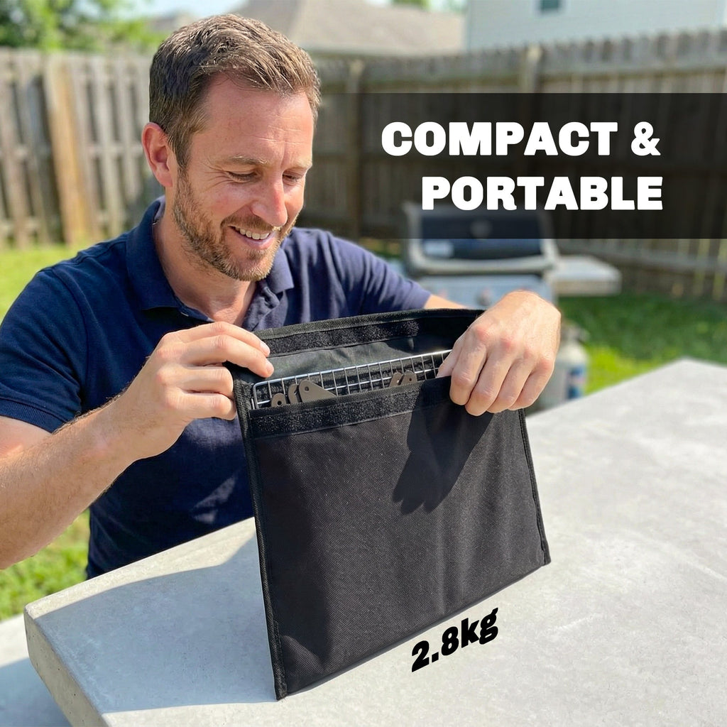 Outsunny 2-In-1 Portable BBQ Grill and Camping Fire Pit, Tabletop Charcoal Barbecue Grill with Gripper, Gloves and Carry Bag - SGP Garden Ltd
