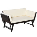 Outsunny 2-Seater Rattan Sofa Daybed - Convertible, Brown - High-Quality Outdoor Furniture - SGP Garden Ltd