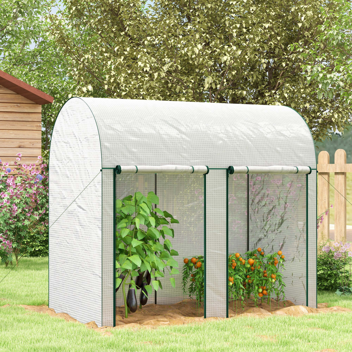 Outsunny 200 x 100 x 178cm Small Tomato Greenhouse with Roll-up Zipped Doors - SGP Garden Ltd