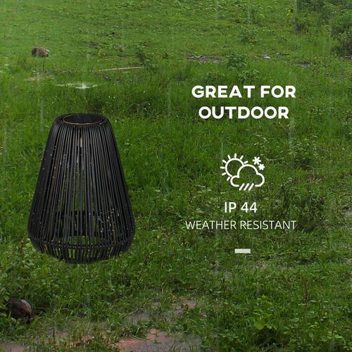 Outsunny 3-Level Adjustable Garden Rattan Solar Lantern, Black - SGP Garden Ltd
