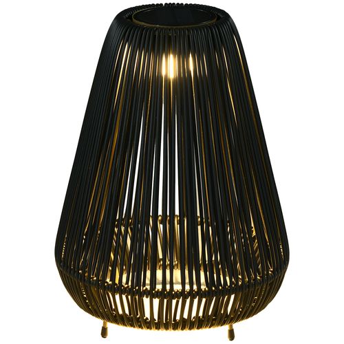 Outsunny 3-Level Adjustable Garden Rattan Solar Lantern, Black - SGP Garden Ltd