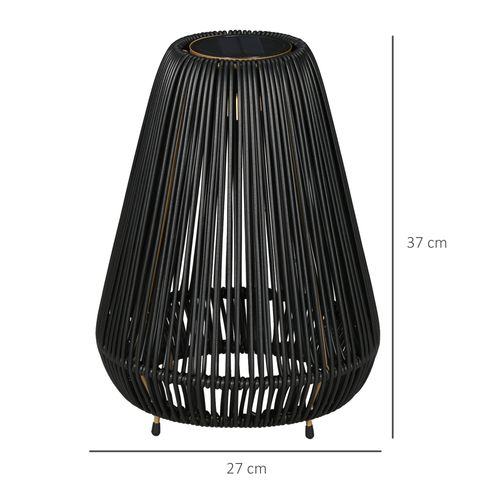 Outsunny 3-Level Adjustable Garden Rattan Solar Lantern, Black - SGP Garden Ltd