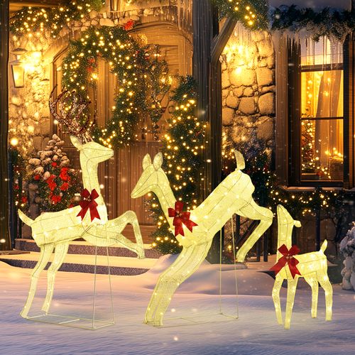 Outsunny 3-Piece 300 LED Light Lighted Christmas Reindeer Family Decoration - SGP Garden Ltd