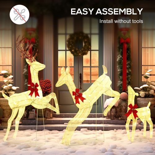 Outsunny 3-Piece 300 LED Light Lighted Christmas Reindeer Family Decoration - SGP Garden Ltd