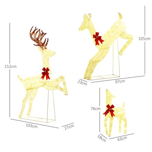 Outsunny 3-Piece 300 LED Light Lighted Christmas Reindeer Family Decoration - SGP Garden Ltd