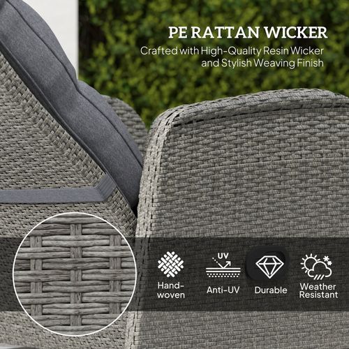 Outsunny 3 Pieces Rattan Bistro Set with Cushions for Outdoor, Grey - SGP Garden Ltd