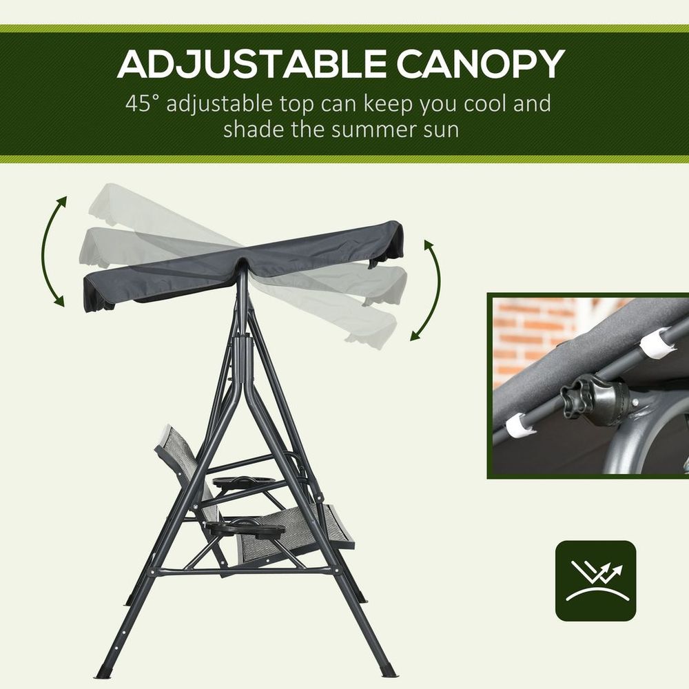 Outsunny 3-Seater Garden Swing Seat Bench | Adjustable Canopy | Rattan Seat - SGP Garden Ltd