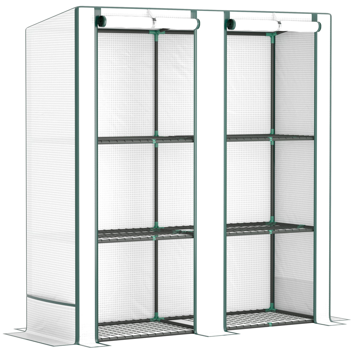 Outsunny 3 Tier Lean-to Mini Greenhouse with Green Hemmed Edging - SGP Garden Ltd