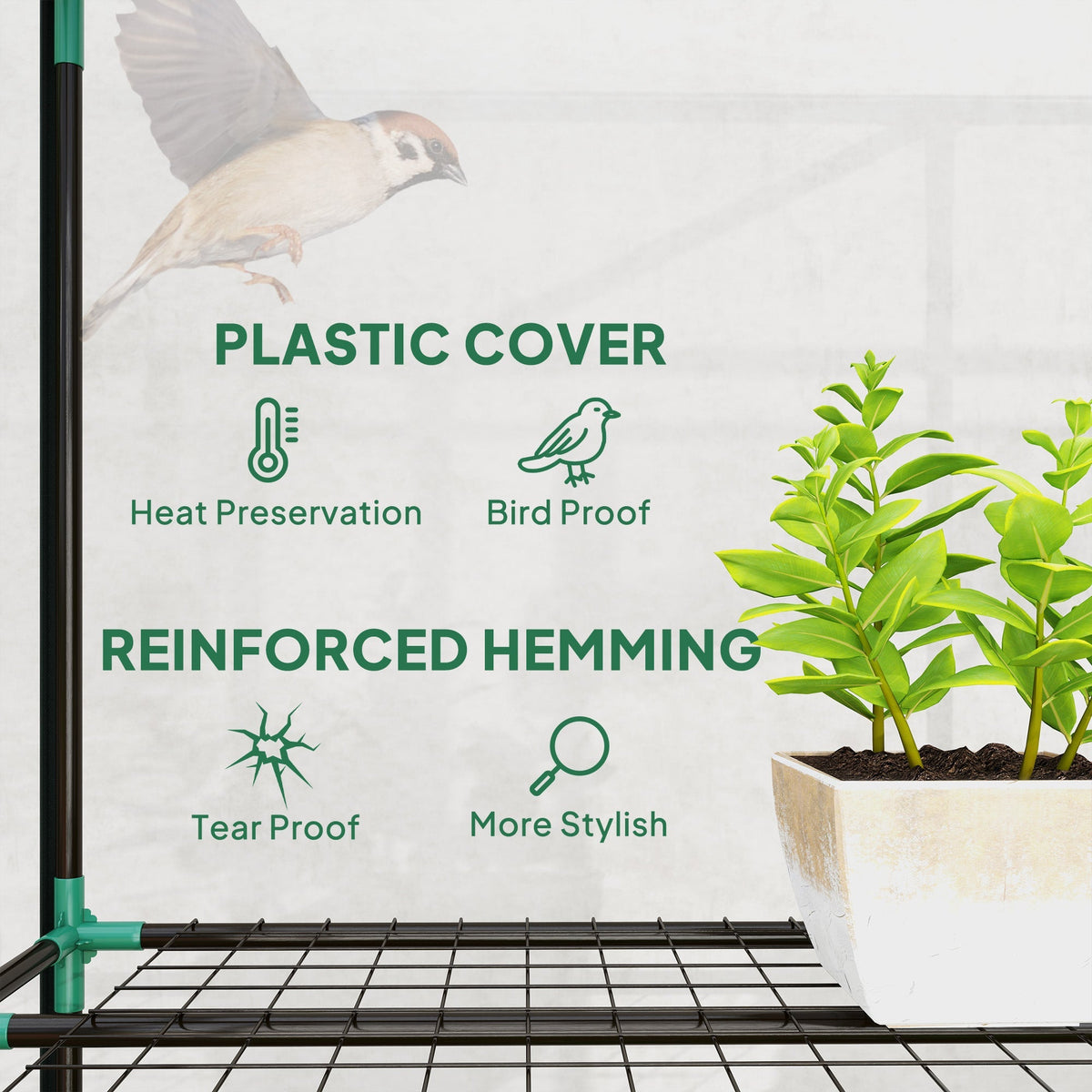 Outsunny 3 Tier Lean-to Mini Greenhouse with Plastic Cover, Clear - SGP Garden Ltd