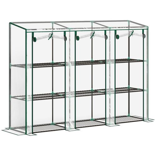 Outsunny 3 Tier Lean-to Mini Greenhouse with Plastic Cover, Clear - SGP Garden Ltd