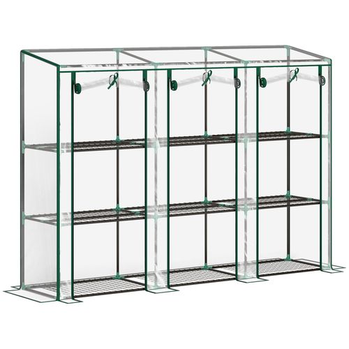Outsunny 3 Tier Lean-to Mini Greenhouse with Plastic Cover, Clear - SGP Garden Ltd