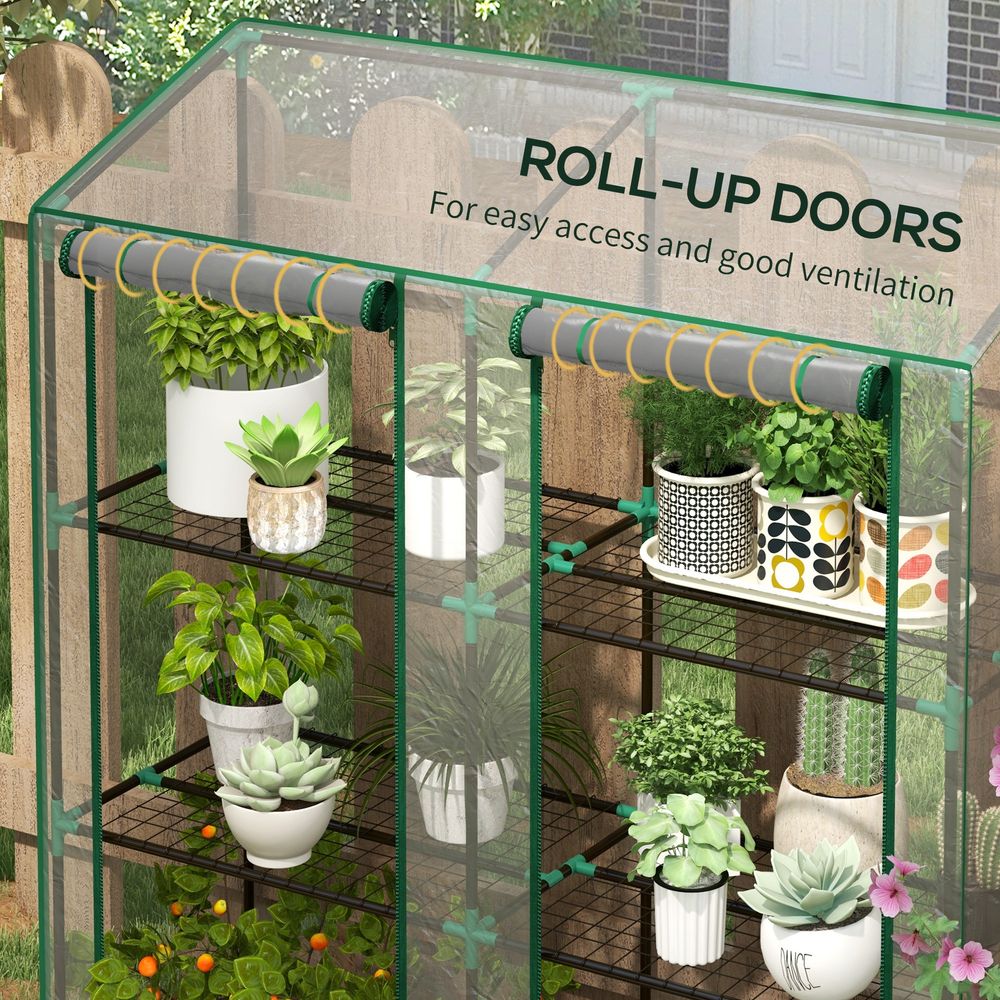 Outsunny 3-Tier Mini Greenhouse; 151H x 143W x 46Dcm; Clear; Protect Plants with Ease - SGP Garden Ltd