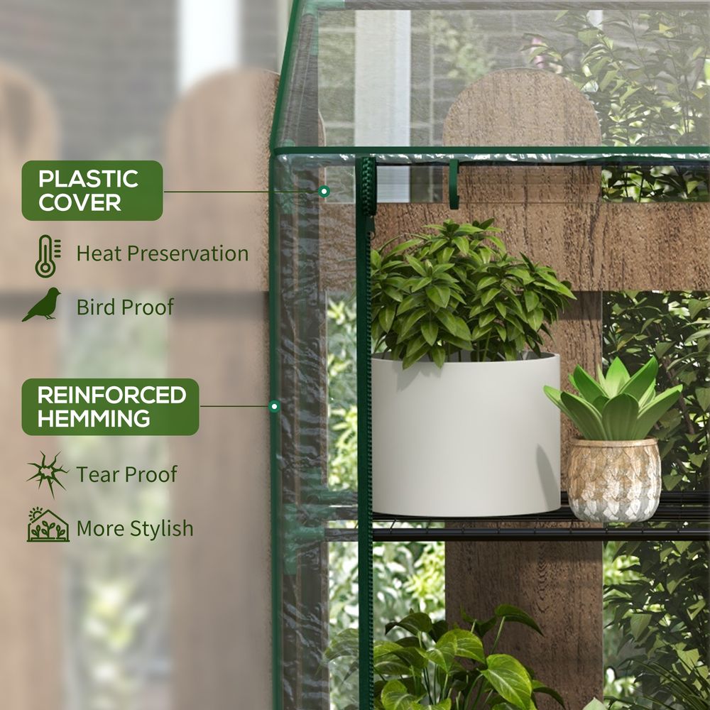 Outsunny 3-Tier Mini Greenhouse; 151H x 143W x 46Dcm; Clear; Protect Plants with Ease - SGP Garden Ltd