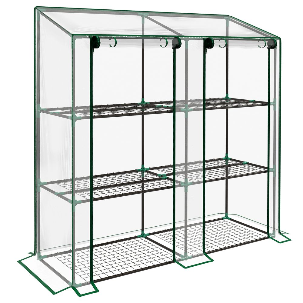 Outsunny 3-Tier Mini Greenhouse; 151H x 143W x 46Dcm; Clear; Protect Plants with Ease - SGP Garden Ltd