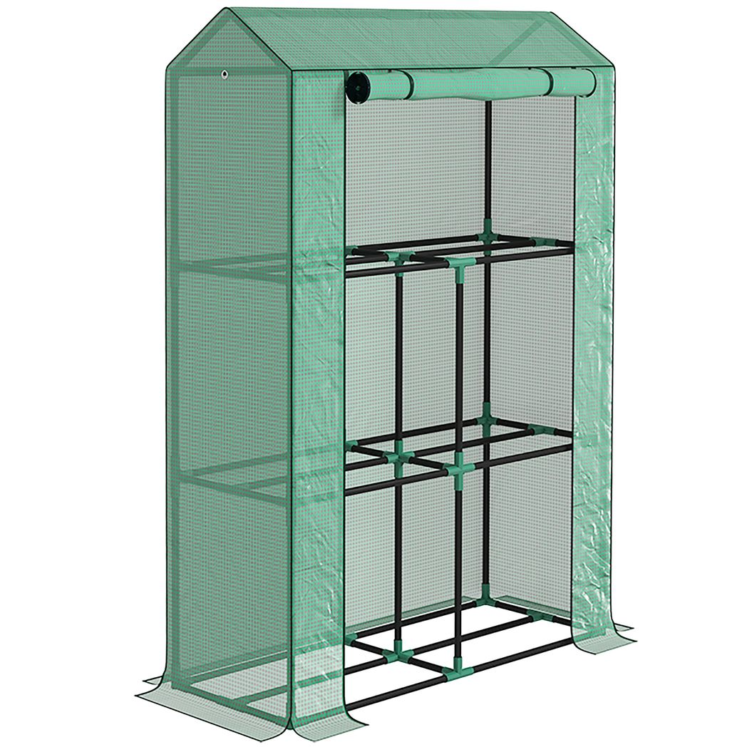 Outsunny 3 Tier Mini Greenhouse with PE Cover, Roll-Up Door - SGP Garden Ltd