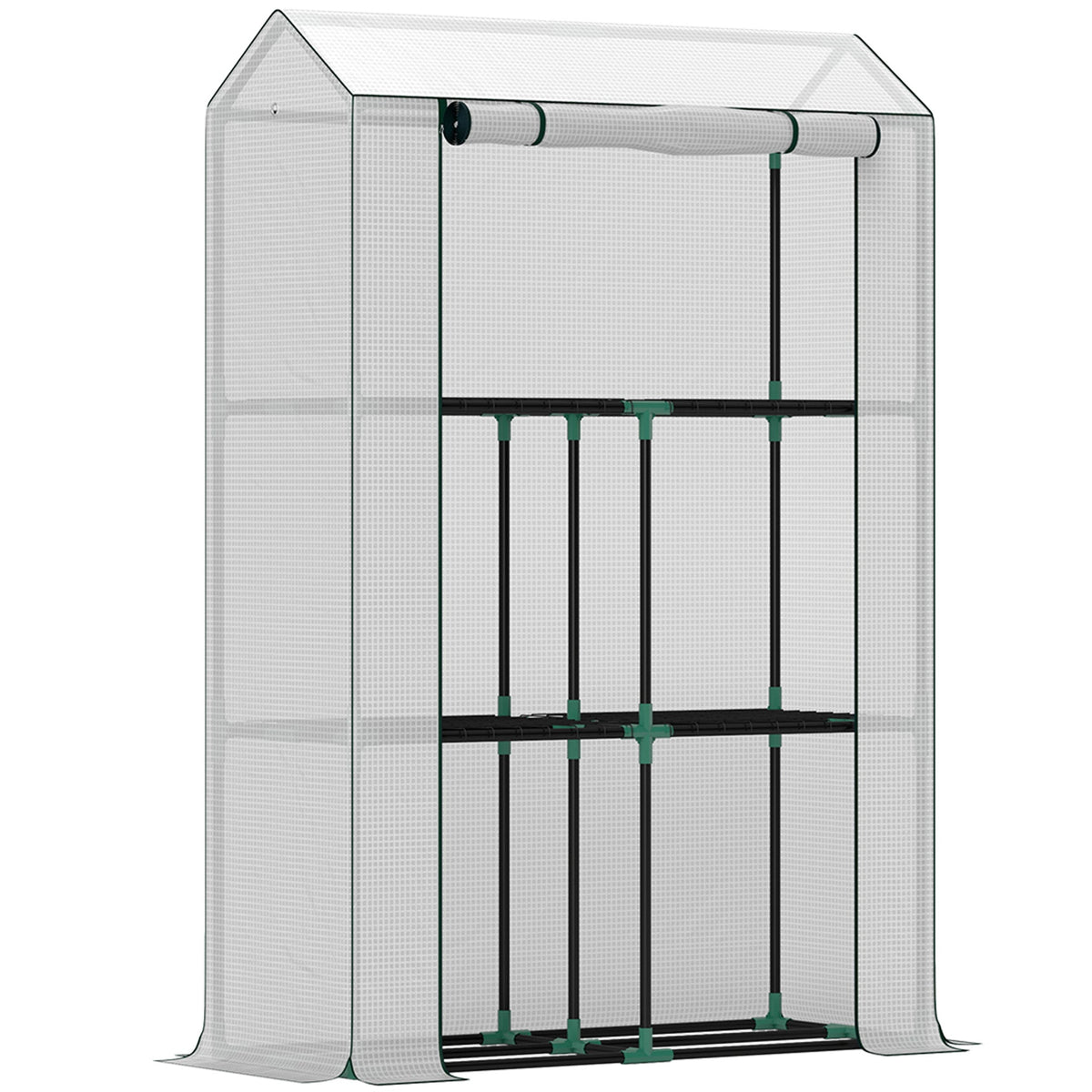 Outsunny 3 Tier Mini Greenhouse with PE Cover, Roll-Up Door - SGP Garden Ltd