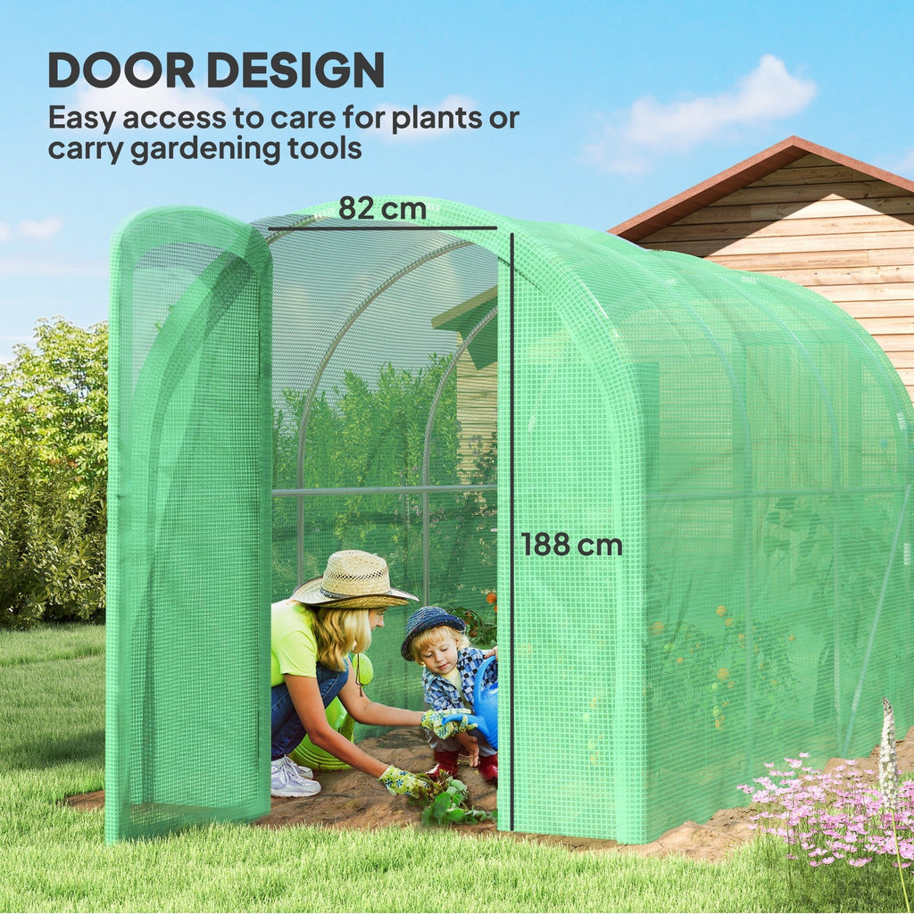 Outsunny 3 x 2 x 2m Polytunnel Greenhouse with Door, Galvanised Steel Frame - SGP Garden Ltd