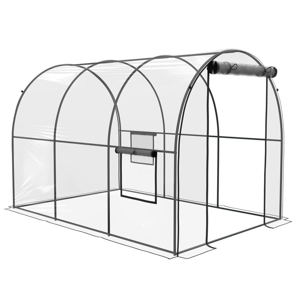 Outsunny 3 x 2 x 2m Polytunnel Greenhouse with Door, Windows, Steel Frame - SGP Garden Ltd
