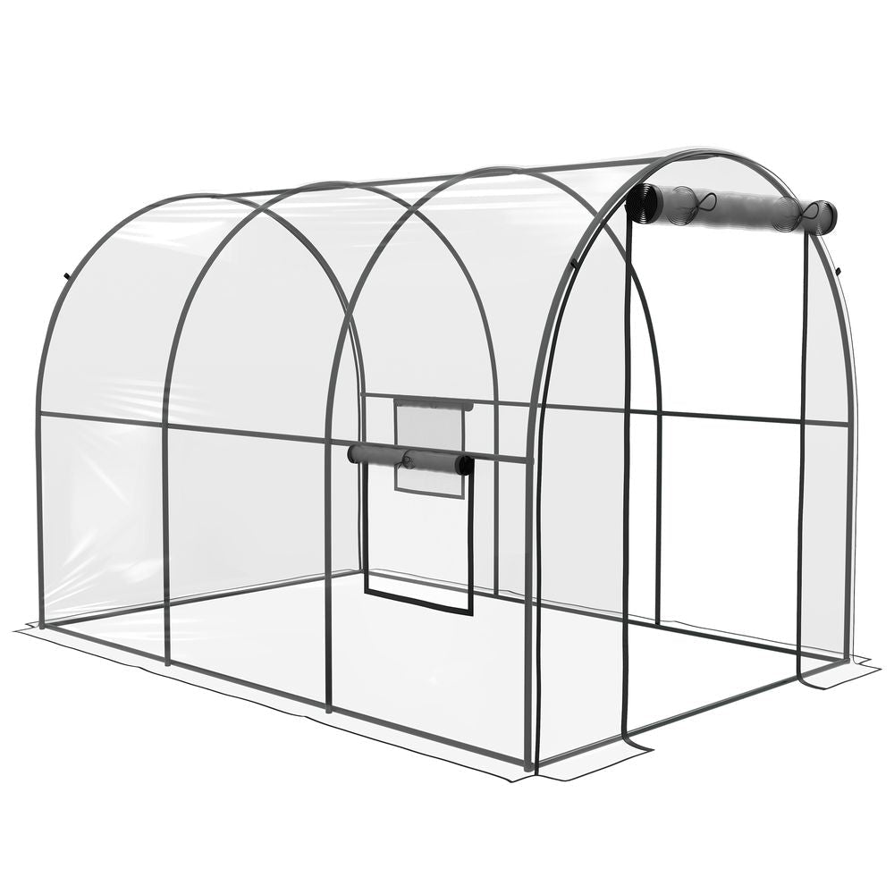 Outsunny 3 x 2 x 2m Polytunnel Greenhouse with Door, Windows, Steel Frame - SGP Garden Ltd