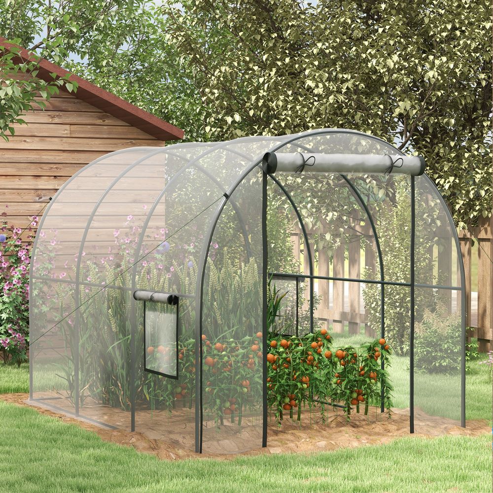 Outsunny 3 x 2 x 2m Polytunnel Greenhouse with Door, Windows, Steel Frame - SGP Garden Ltd