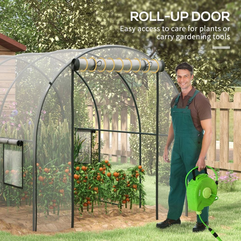 Outsunny 3 x 2 x 2m Polytunnel Greenhouse with Door, Windows, Steel Frame - SGP Garden Ltd