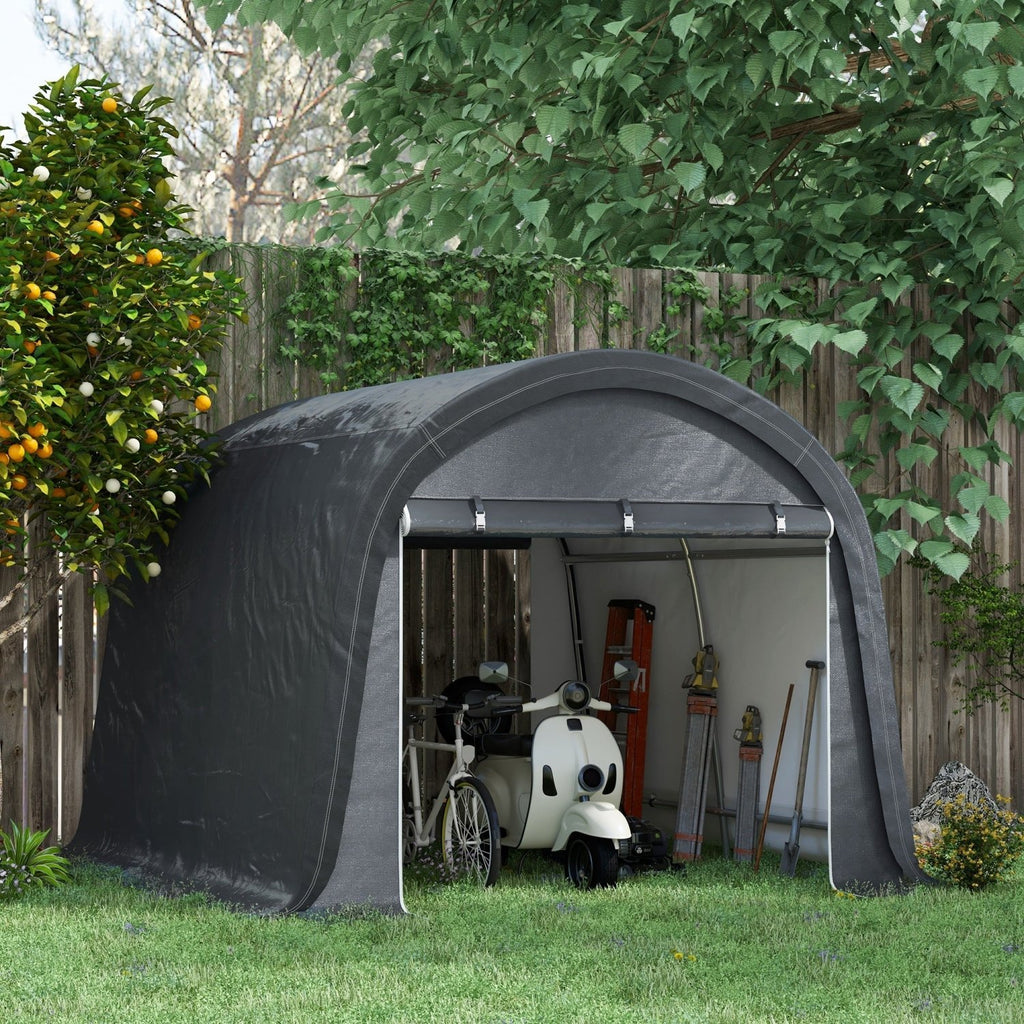 Outsunny 3 x 3(m) Garden Storage Tent, Heavy Duty Outdoor Shed, Waterproof Portable Shed Storage Shelter with Galvanised Steel Frame for Bike, Motorcycle, Garden Tools, Grey - SGP Garden Ltd