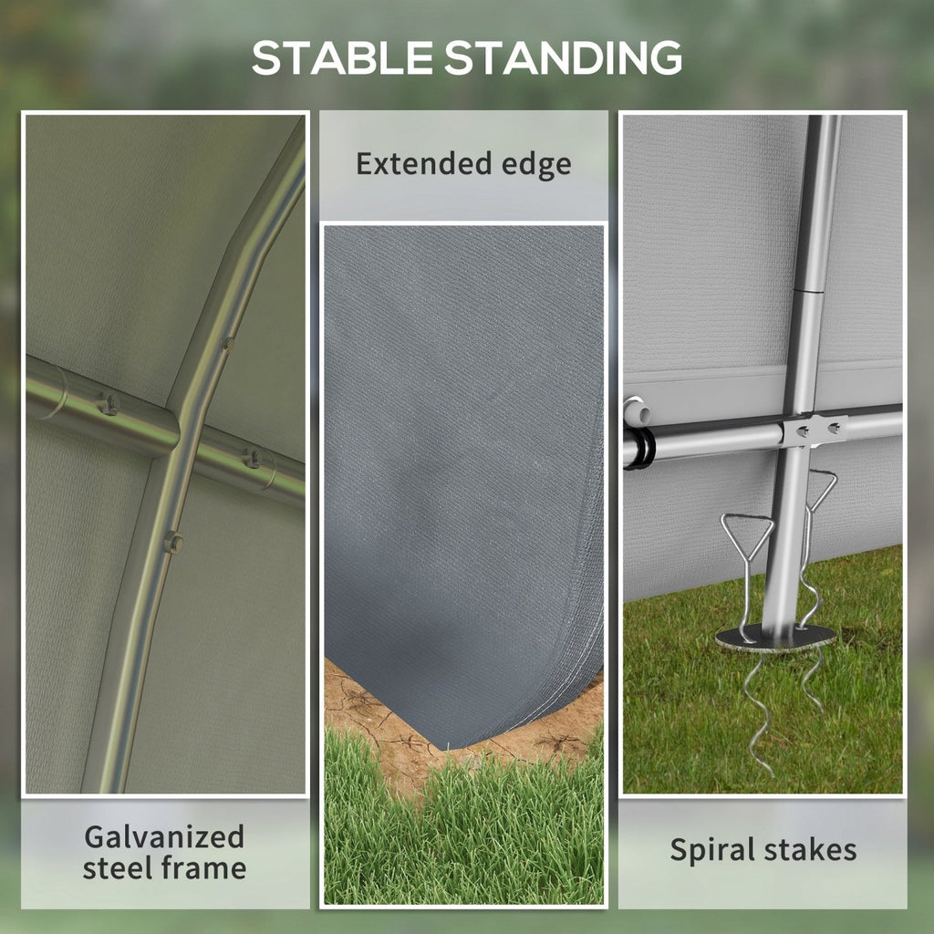 Outsunny 3 x 3(m) Garden Storage Tent, Heavy Duty Outdoor Shed, Waterproof Portable Shed Storage Shelter with Galvanised Steel Frame for Bike, Motorcycle, Garden Tools, Grey - SGP Garden Ltd