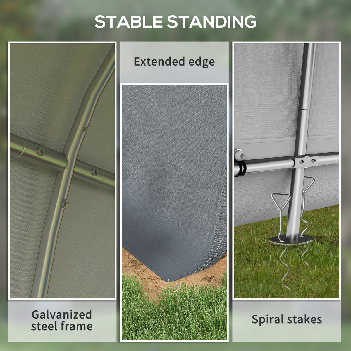 Outsunny 3 x 3(m) Garden Storage Tent, Heavy Duty Outdoor Shed, Waterproof Portable Shed Storage Shelter with Galvanised Steel Frame for Bike, Motorcycle, Garden Tools, Grey - SGP Garden Ltd