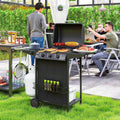 Outsunny 3+1 Burner Gas BBQ Grill, Portable Gas Barbecue Grill with Built-in Thermometer, Lid, Side Table, Shelf, Spice Rack, Wheels, Grease Cup for Garden Party Outdoor Cooking, Black - SGP Garden Ltd