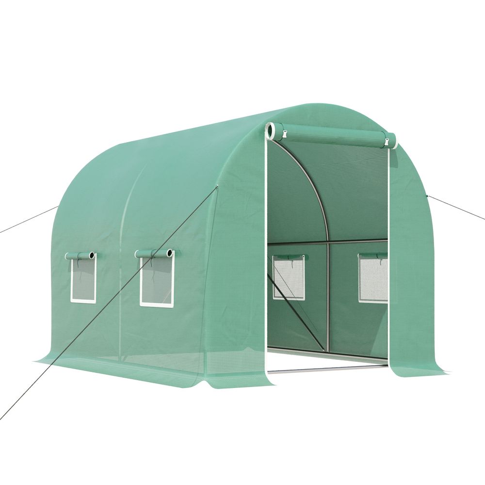Outsunny 3L x 2W x 2H M Greenhouse Walk-in Polytunnel Outdoor Garden Flower Vegetable Planter 25mm Diameter Galvanised Steel Frame w/ Zipped Door - SGP Garden Ltd