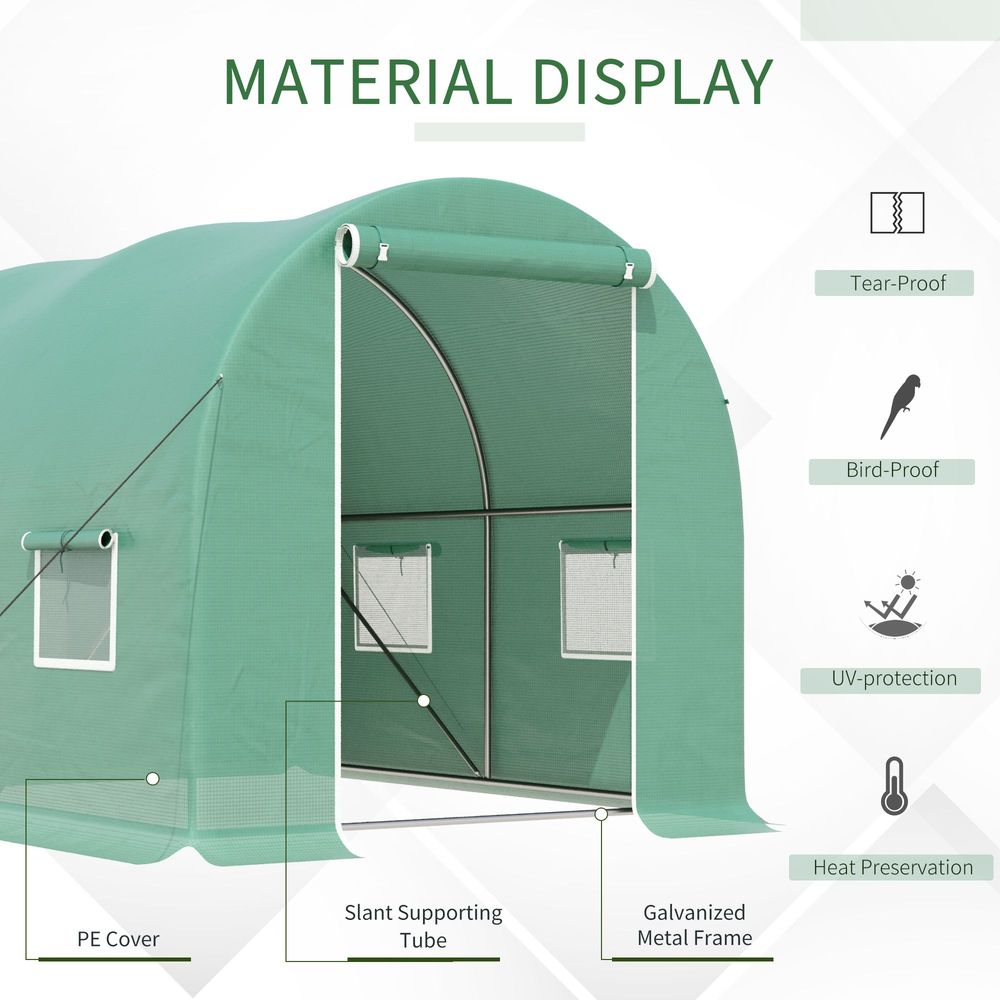 Outsunny 3L x 2W x 2H M Greenhouse Walk-in Polytunnel Outdoor Garden Flower Vegetable Planter 25mm Diameter Galvanised Steel Frame w/ Zipped Door - SGP Garden Ltd