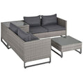 Outsunny 4 PCs Rattan Wicker Sofa Set Conservatory Furniture w/ Side Storage Box - SGP Garden Ltd