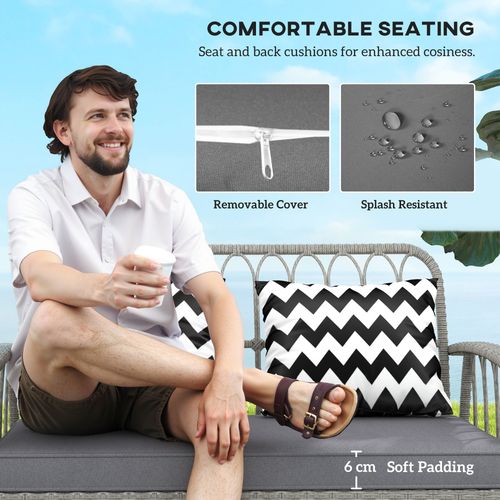 Outsunny 4 Piece Rattan Garden Furniture Set with Adjustable Back, Grey - SGP Garden Ltd