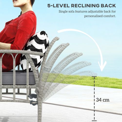 Outsunny 4 Piece Rattan Garden Furniture Set with Adjustable Back, Grey - SGP Garden Ltd